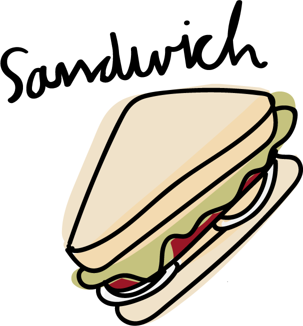 sandwich drawing style food collection featuring delicious and colorful ingredients for menus and recipes