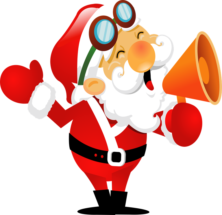 cheerful santa claus santa claus singing with a megaphone for holiday celebrations