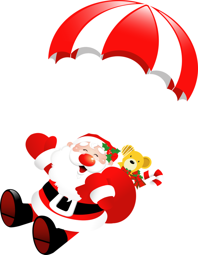 santa claus santa claus parachuting with toys for festive holiday cheer