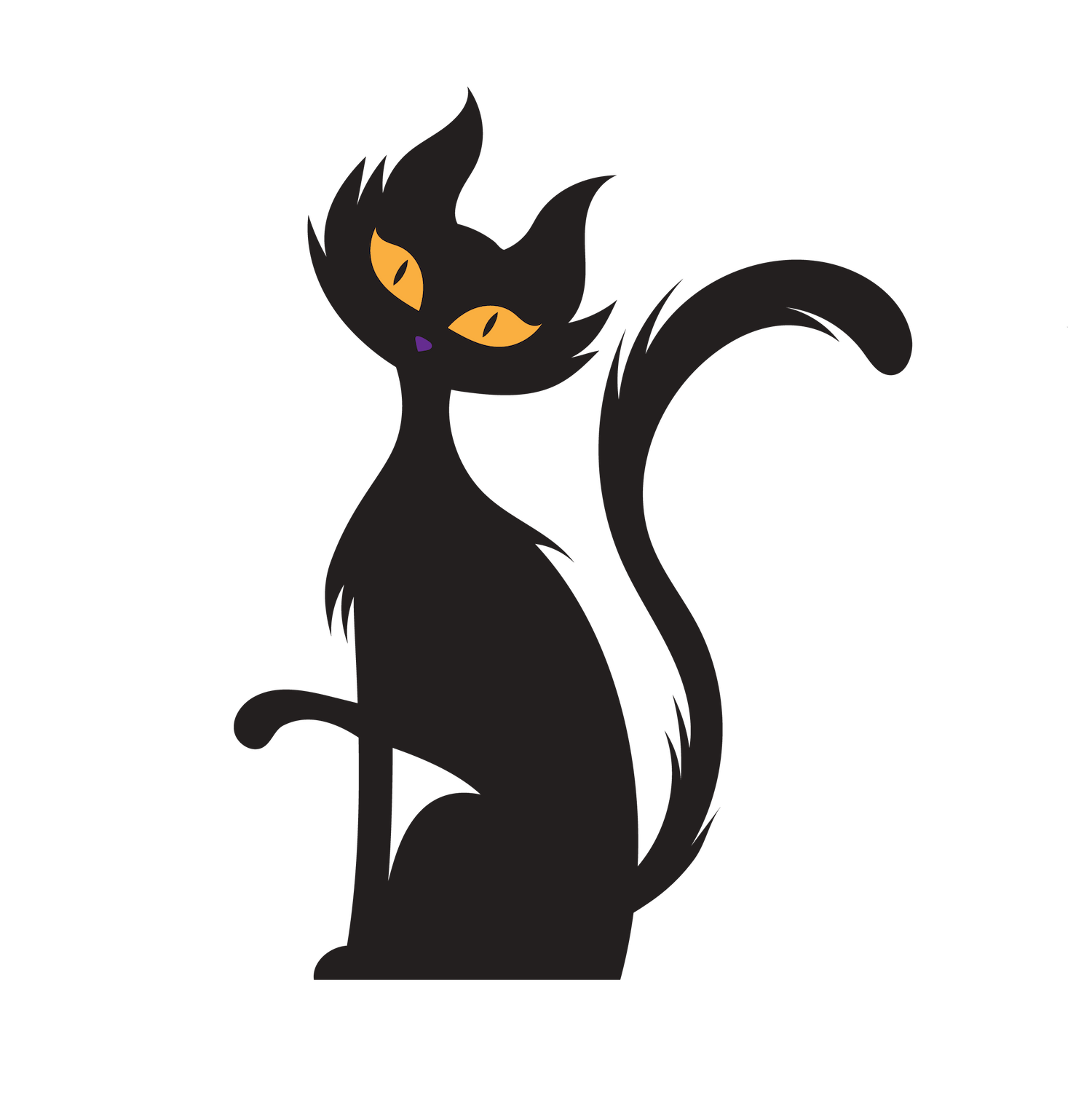 scary black cat with yellow eyes