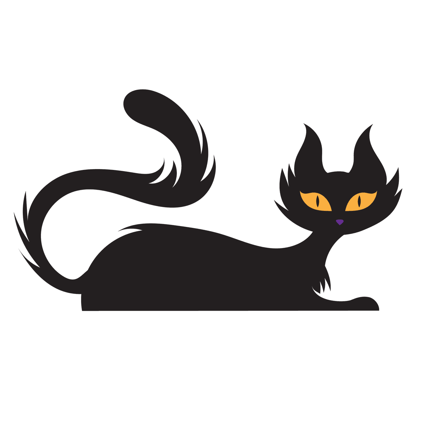 scary black cat with yellow eyes