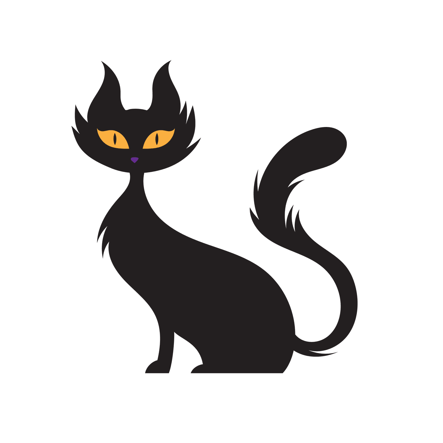 scary black cat with yellow eyes