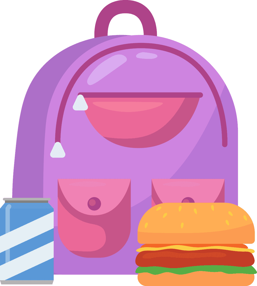 school lunch boxes children illustrations featuring colorful backpacks and tasty meals