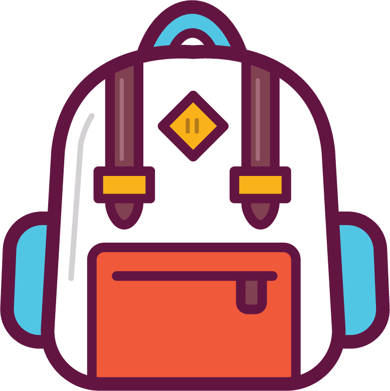 school objects used for education in a modern and colorful backpack illustration