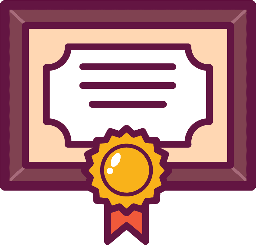 school objects used for education: colorful certificate illustration for classroom rewards