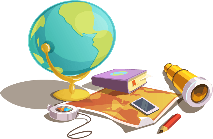 science retro concept with cartoon education objects
