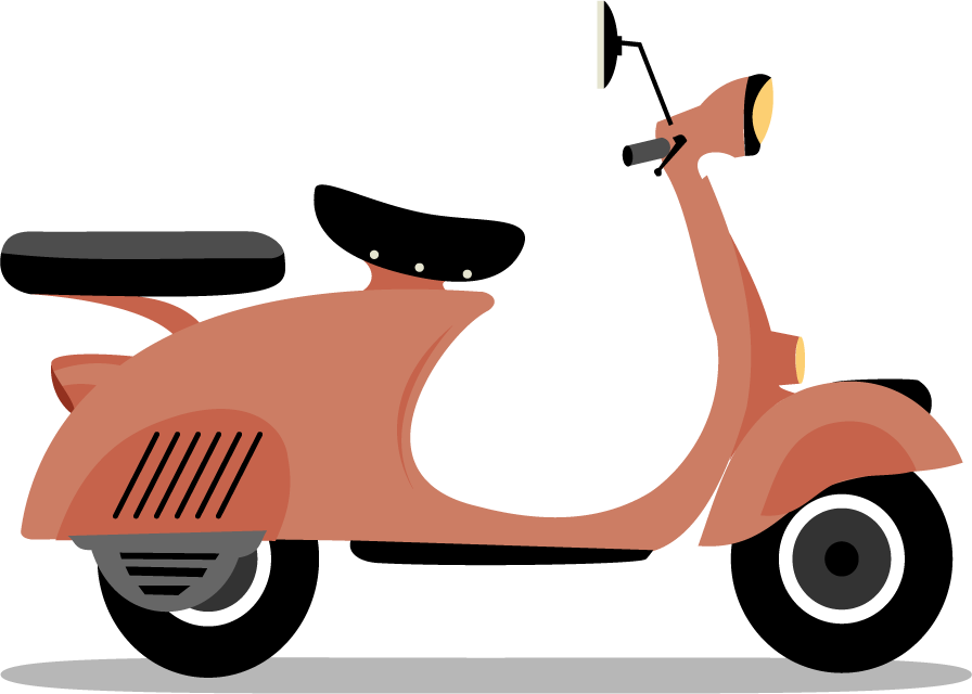 scooter icons collection colored retro style for creative projects and branding