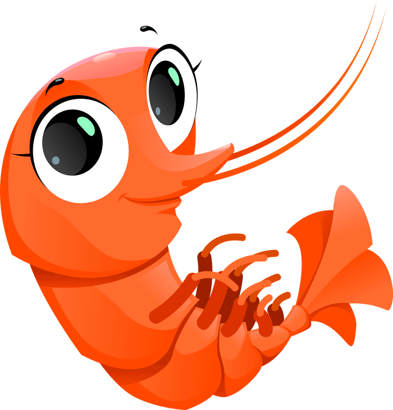 adorable sea animals fish cartoon shrimp character for educational purposes
