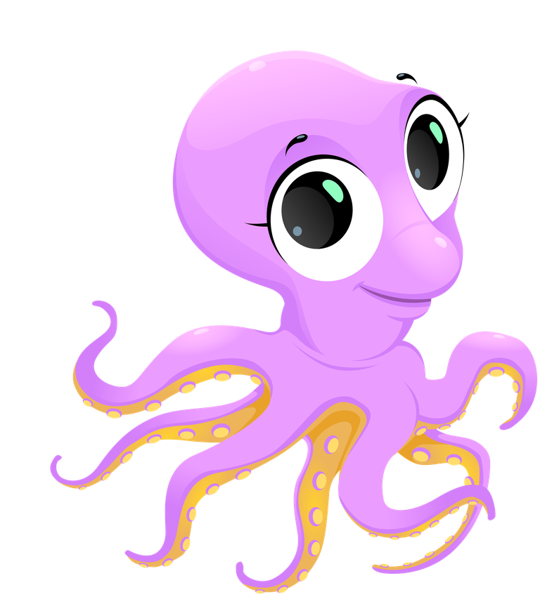 playful sea animals fish cartoon featuring a cheerful purple octopus with big eyes