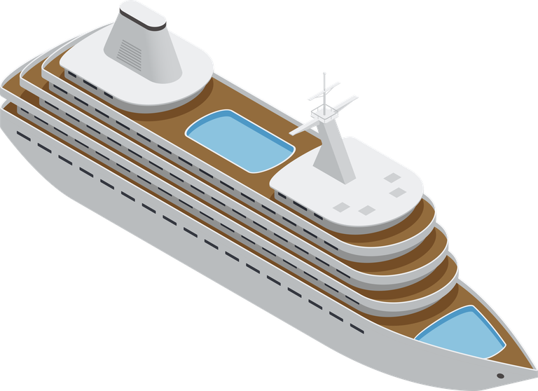 sea river vessel isometric icons for travel, tourism, and maritime services