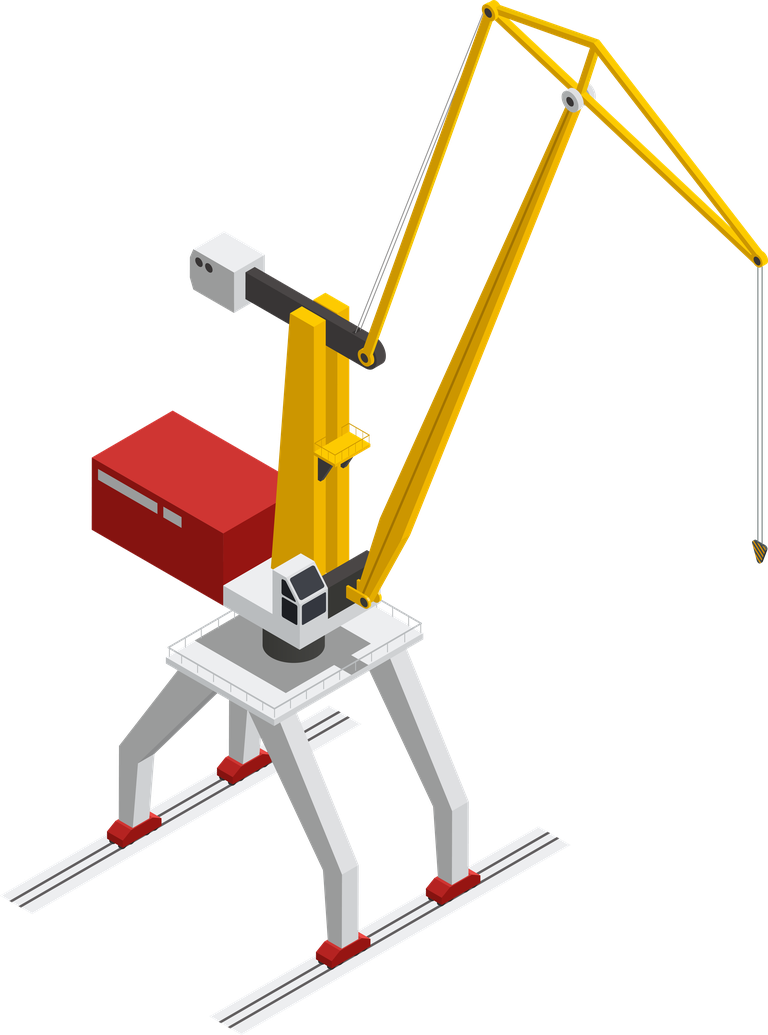 sea river vessel isometric icons featuring versatile crane operations for marine industries