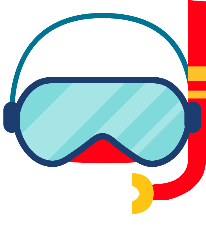 sea trip accessory icons colored featuring snorkeling gear and beach essentials for fun adventures