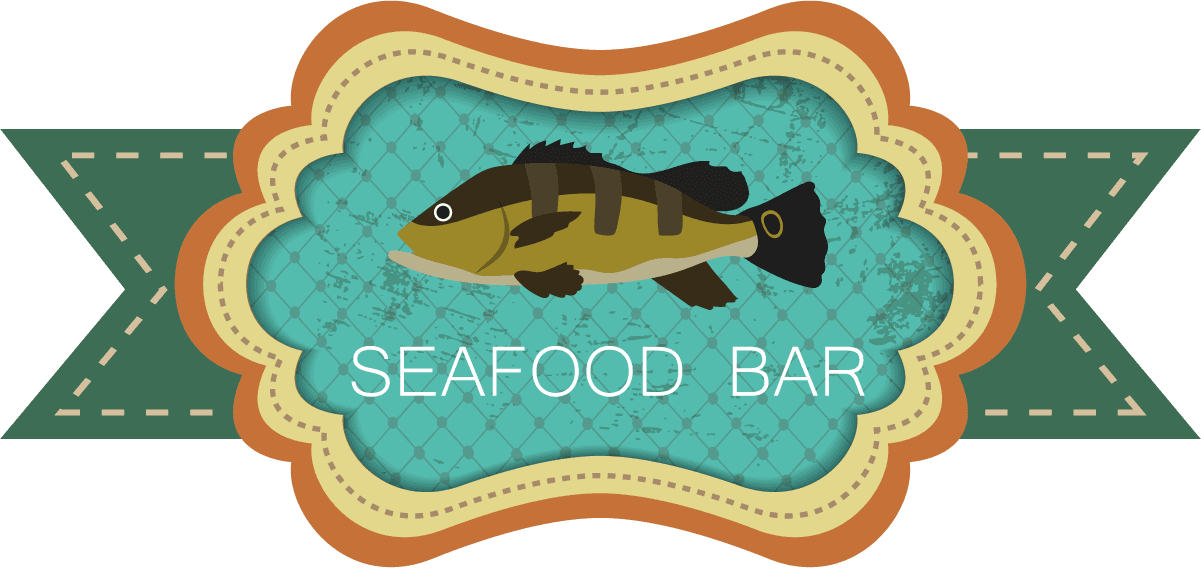 seafood labels collection various retro shapes isolation