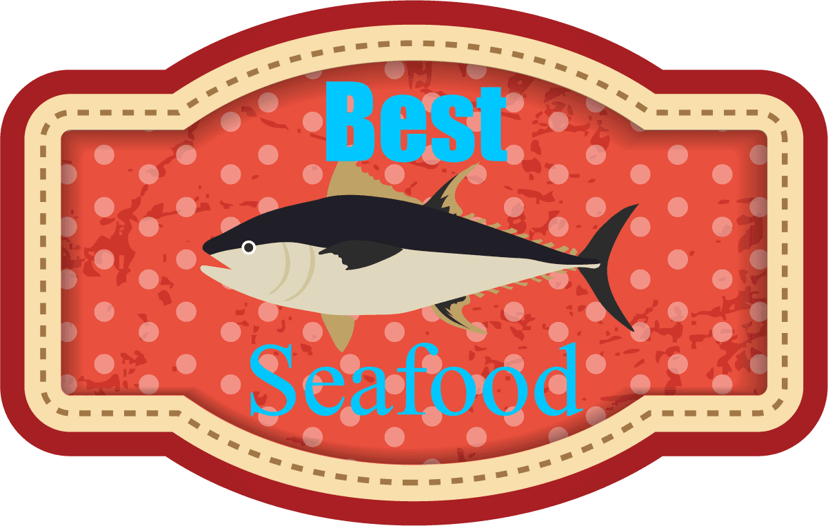 seafood labels collection various retro shapes isolation