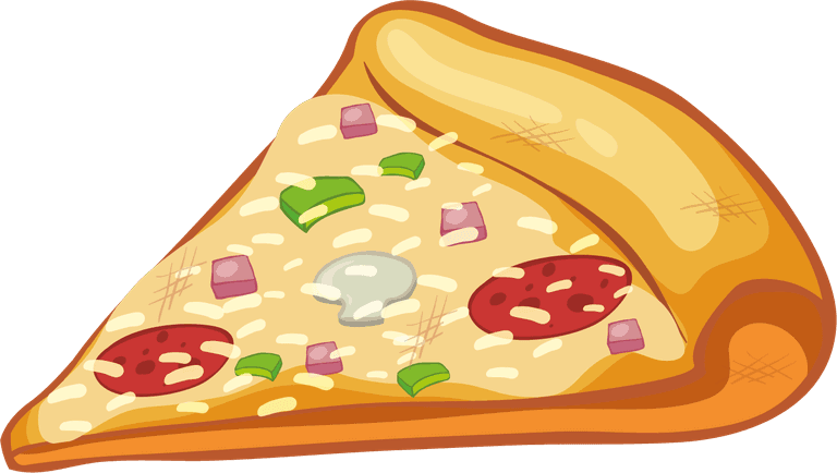 seafood pizza different types of canned food and desserts illustration