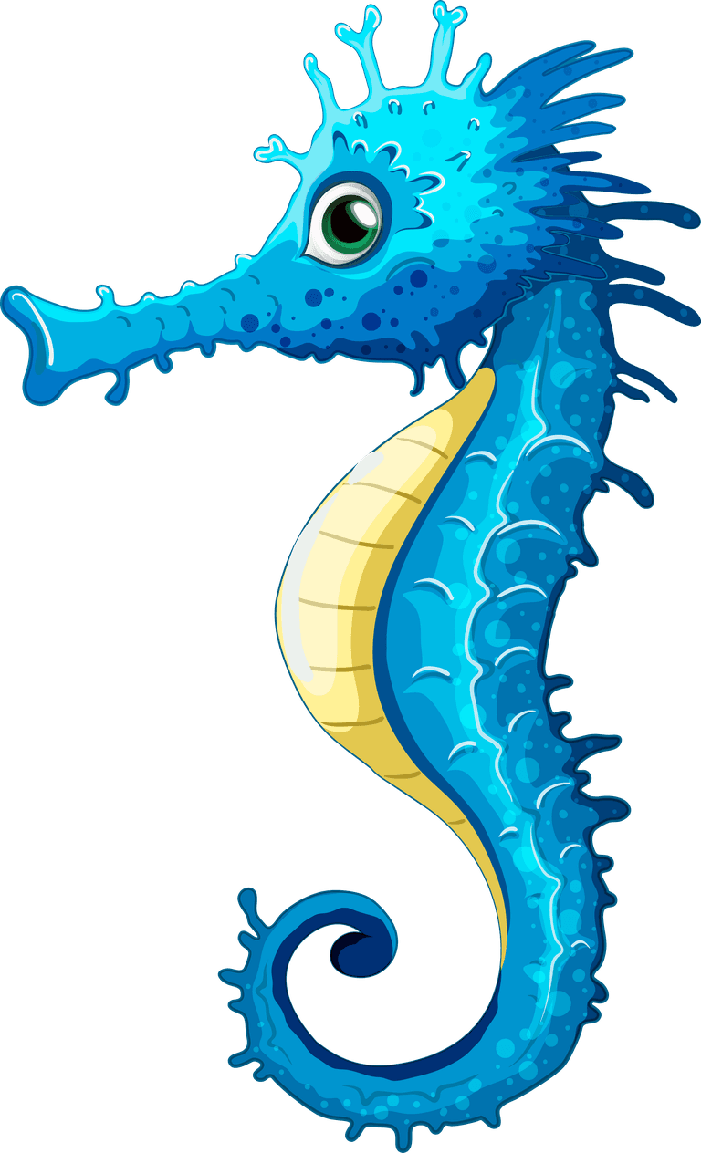 seahorse cute funny different kinds of sea animals illustration