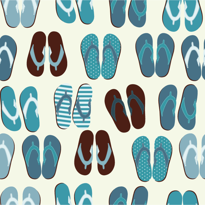 seamless pattern illustration of colorful sandals for summer vibes and playful designs