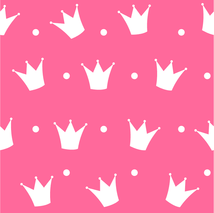 seamless pattern illustration featuring playful crowns on a vibrant pink background