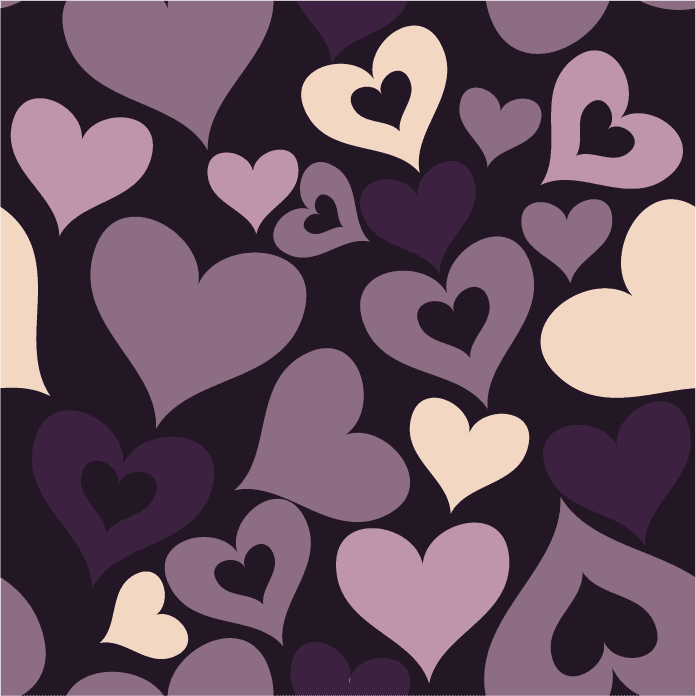 seamless pattern illustration of whimsical hearts in soft pastel tones for various creative projects