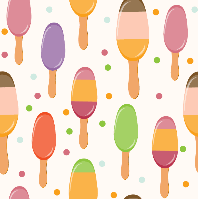 colorful seamless pattern illustration of ice cream popsicles on a light background