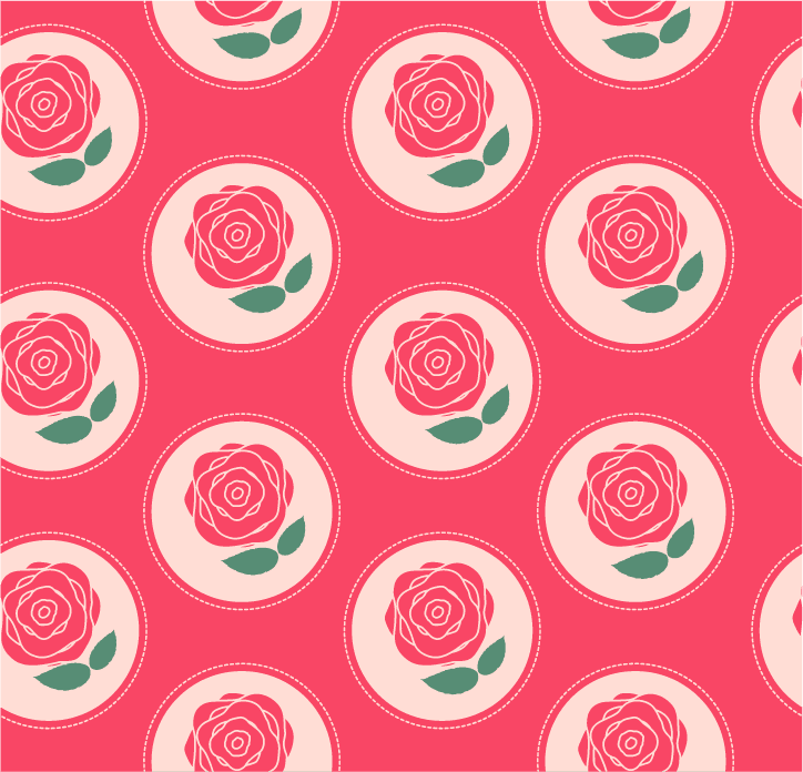 seamless pattern illustration of vibrant roses on a lively pink background for various projects