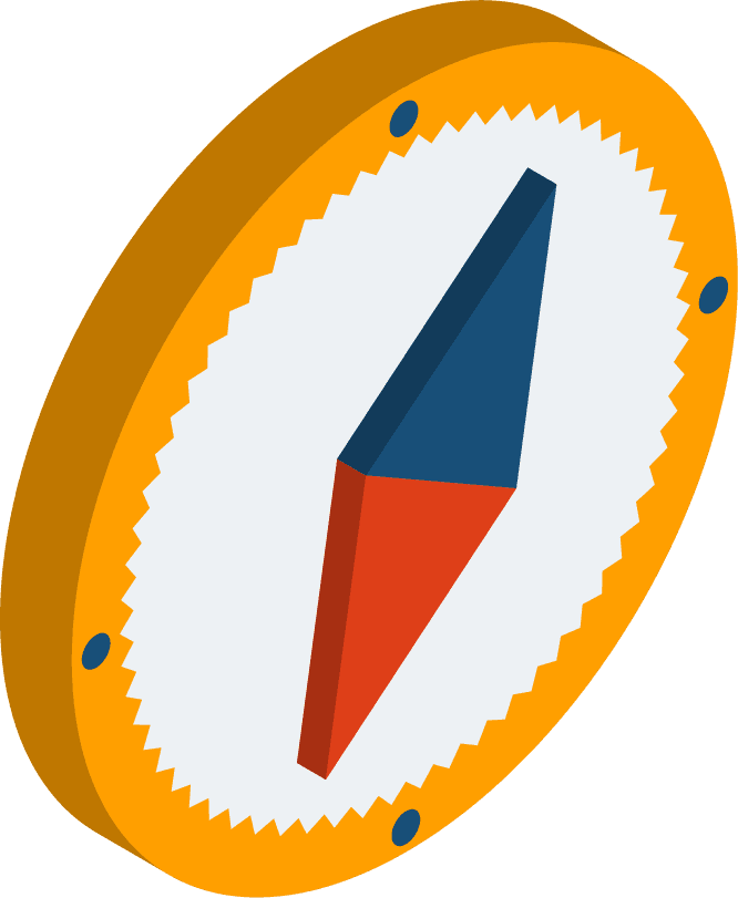 isometric seaport maritime transport icon featuring a colorful compass for navigation