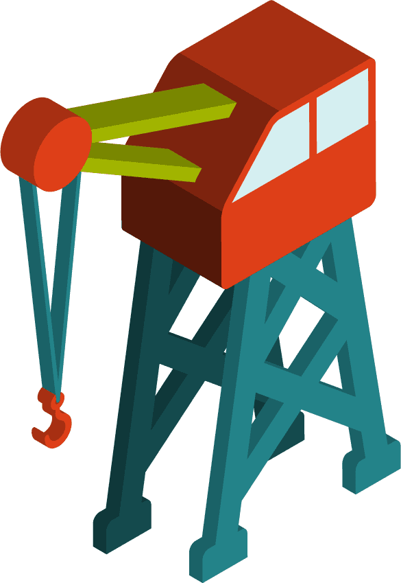 isometric seaport maritime transport icon with crane for efficient cargo handling