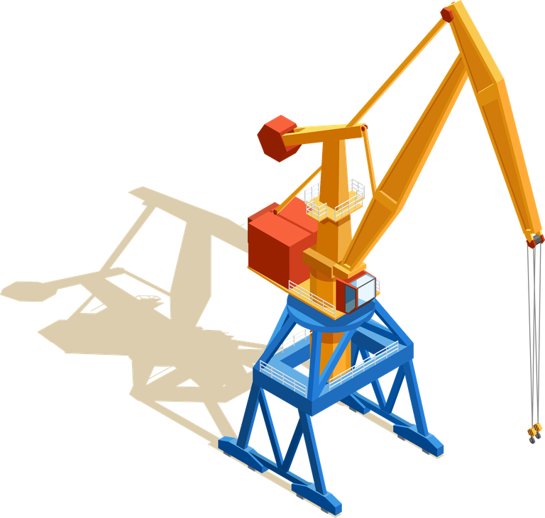 isometric seaport ocean logistic illustration featuring a crane for efficient cargo handling