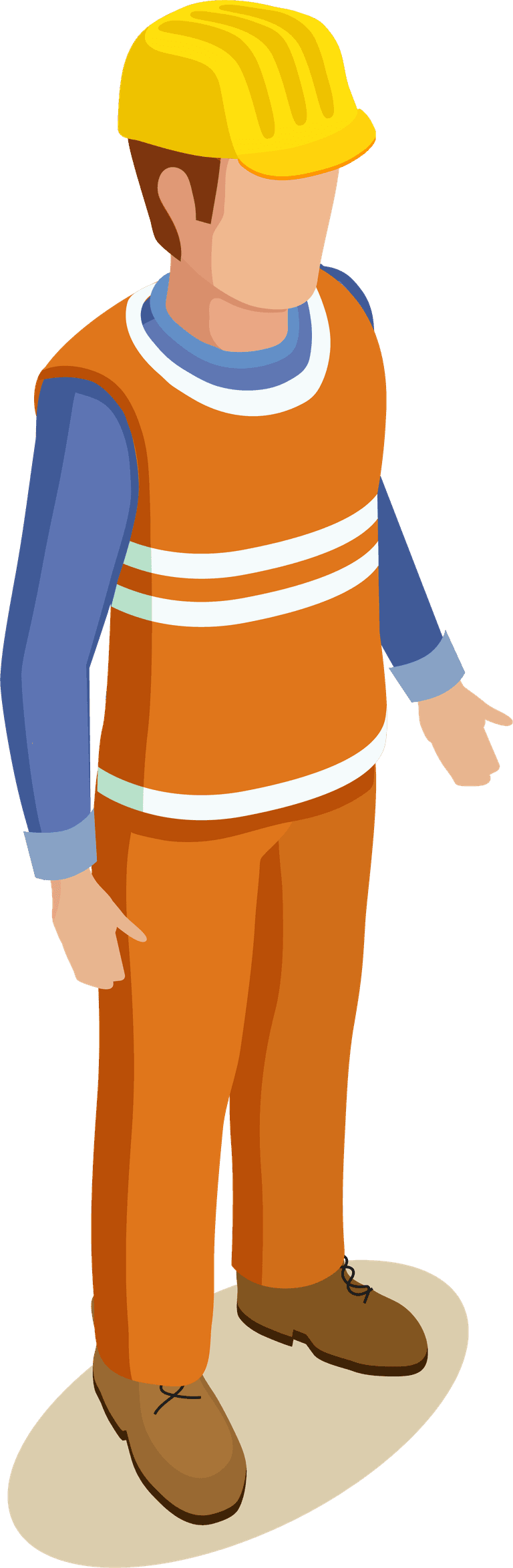 isometric seaport ocean logistic illustration featuring a construction worker in safety gear