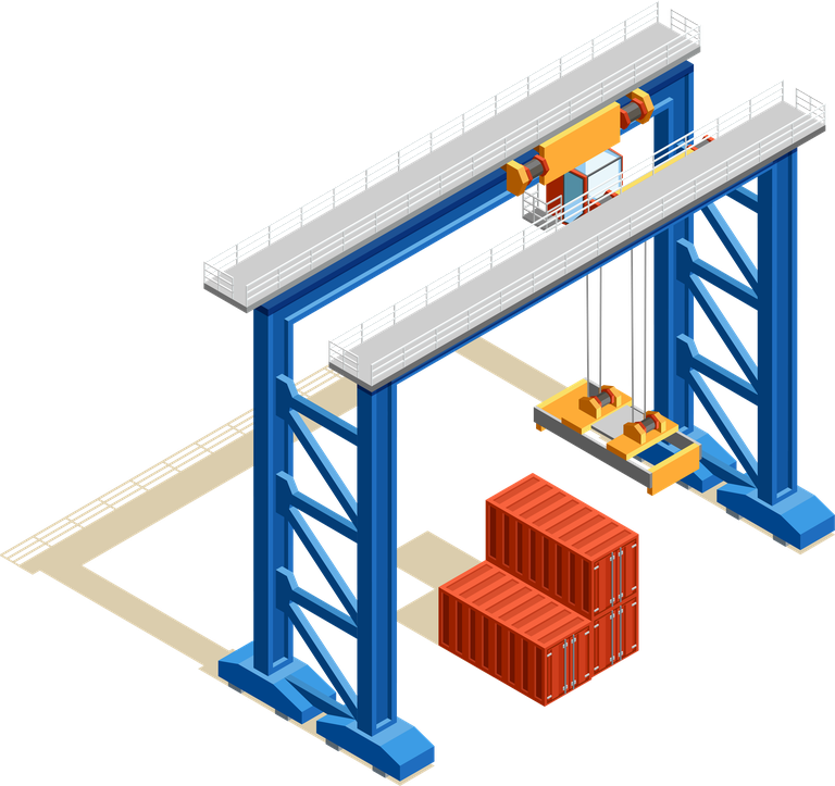isometric seaport ocean logistic illustration featuring a crane and cargo containers for efficient freight handling