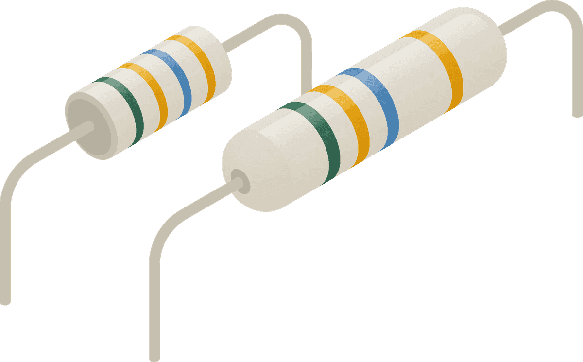 semiconductor electronic components isometric illustration of resistors in a modern style