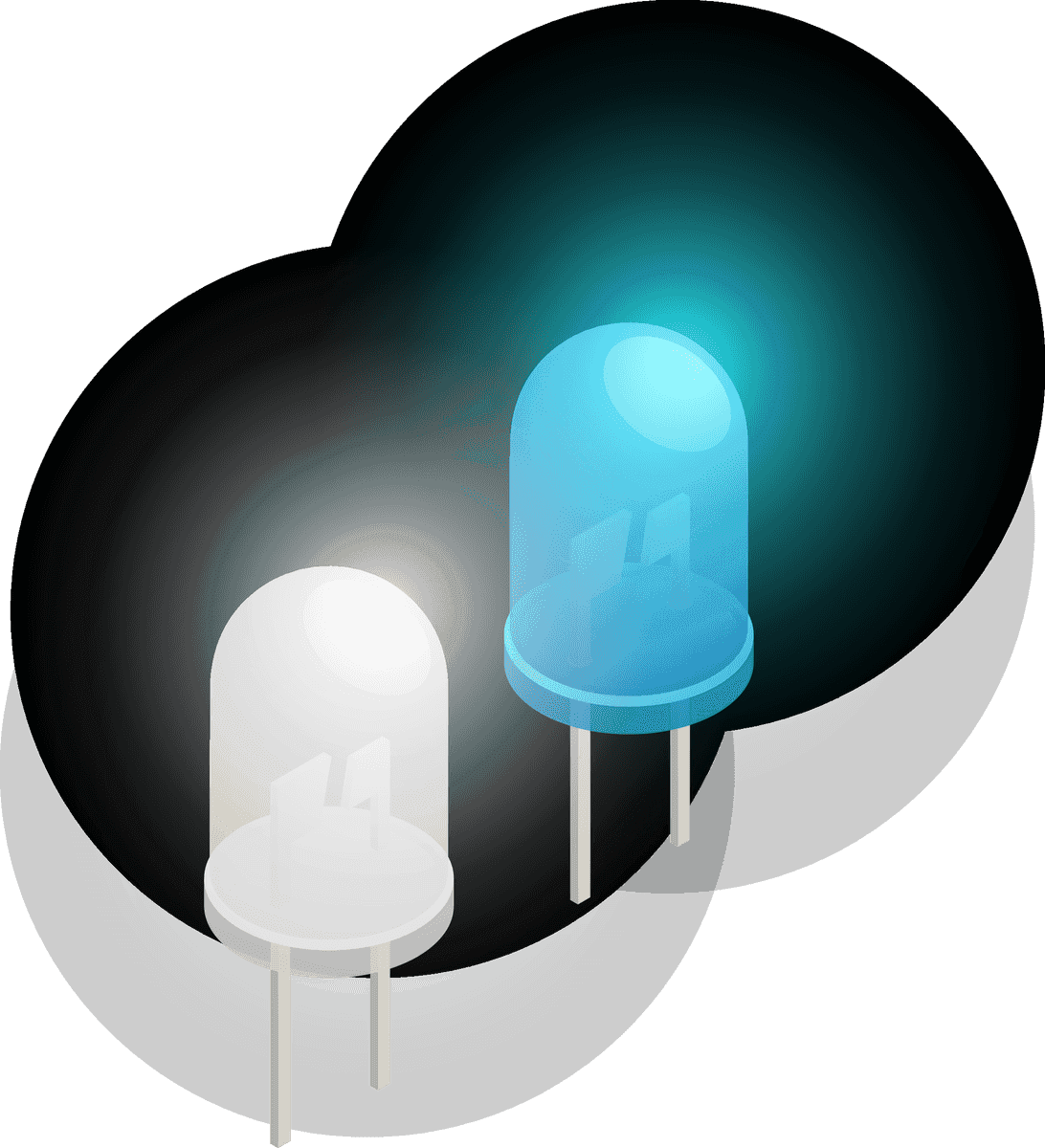 semiconductor electronic components isometric illustration of led lights in vibrant colors