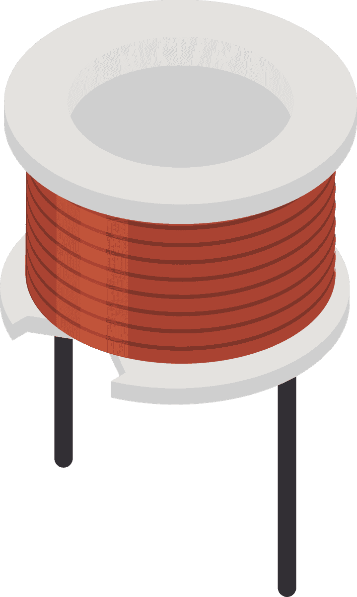 semiconductor electronic components isometric icon representing a coil for circuit applications