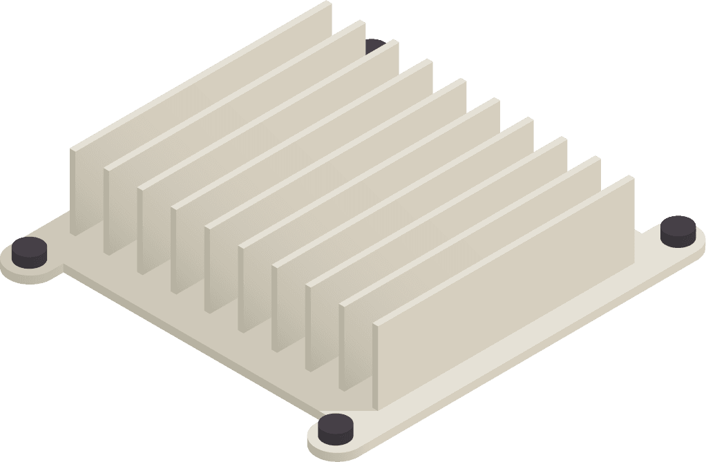 semiconductor electronic components isometric set showcasing heat sinks for efficient cooling solutions