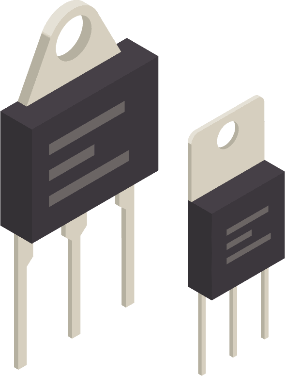 semiconductor electronic components isometric set featuring transistors and diodes for circuit design