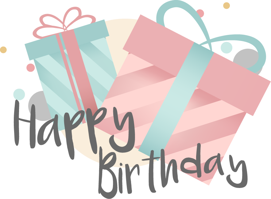 set birthday wishes design vector for festive celebration with pastel gift boxes and cheerful typography