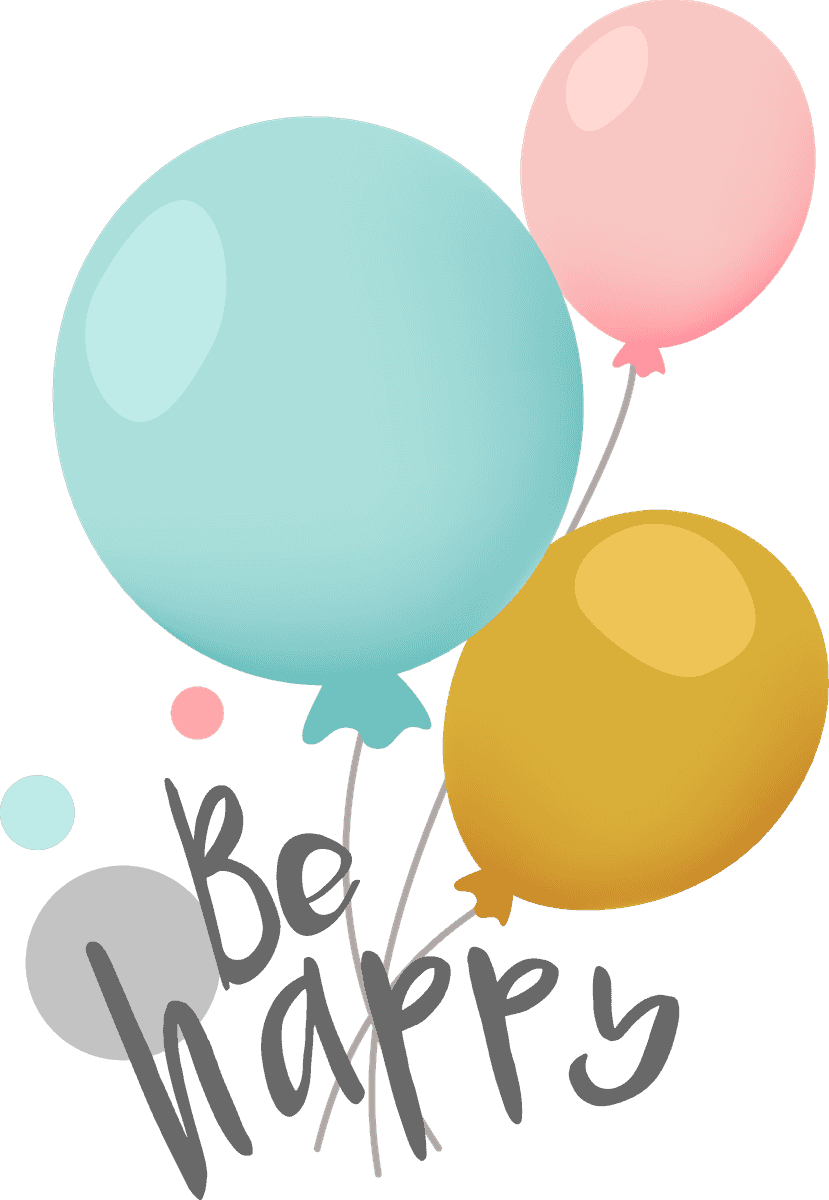 set birthday wishes design vector featuring colorful balloons and cheerful typography for celebrations