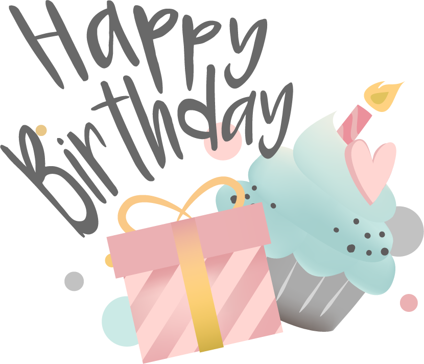 set birthday wishes design vector with cupcake and gift for joyful celebrations