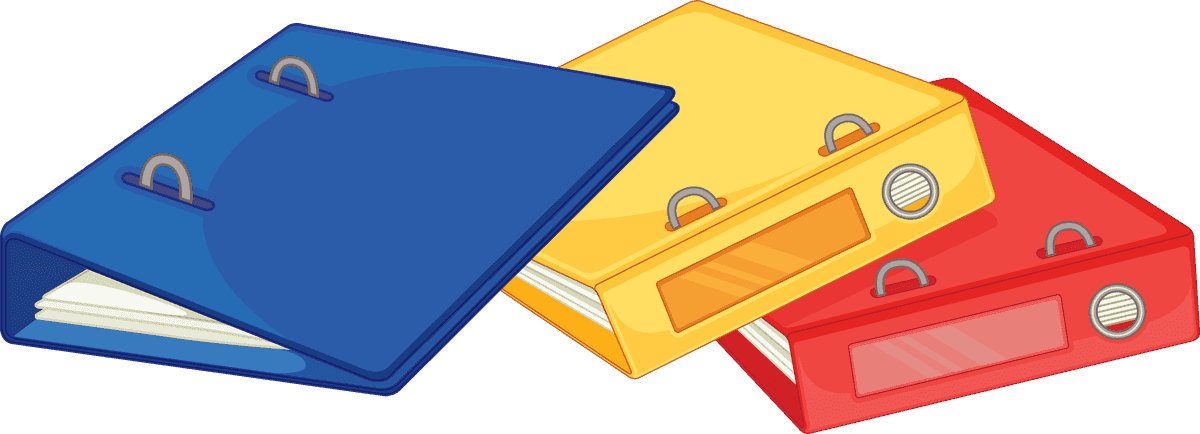 set books different view featuring colorful binders for organized storage and easy access