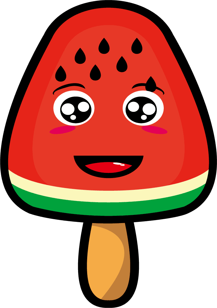 set collection of cute ice cream watermelon mascot design