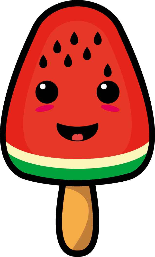set collection of cute ice cream watermelon mascot design