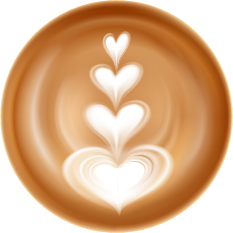 set latte art decorative compositions featuring hearts for coffee enthusiasts and baristas