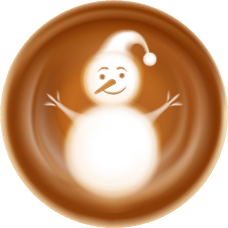 set latte art decorative compositions featuring a cheerful snowman for winter-themed drinks