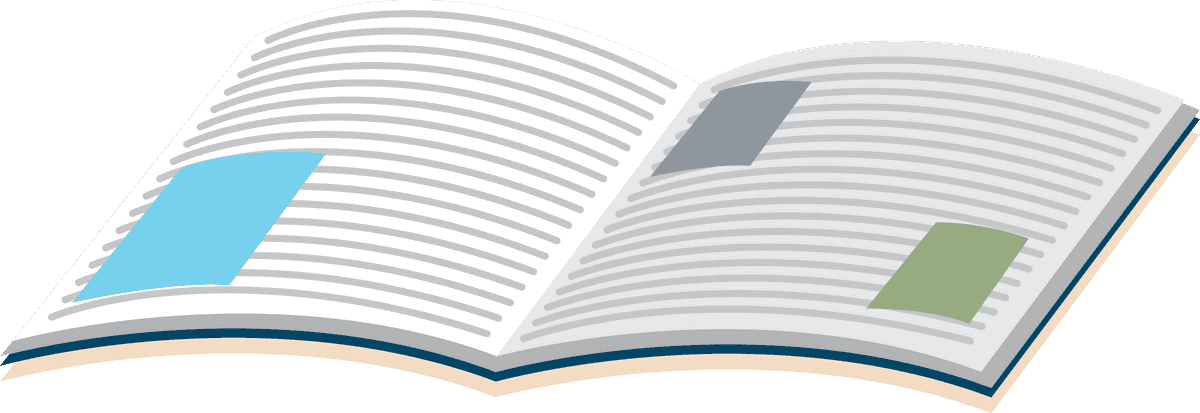 book object illustration featuring an open book with colorful pages for educational tools