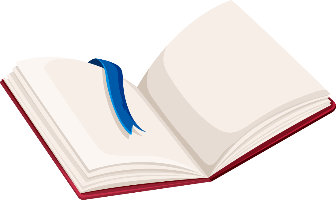 book object illustration featuring an open book with a bookmark for educational purposes