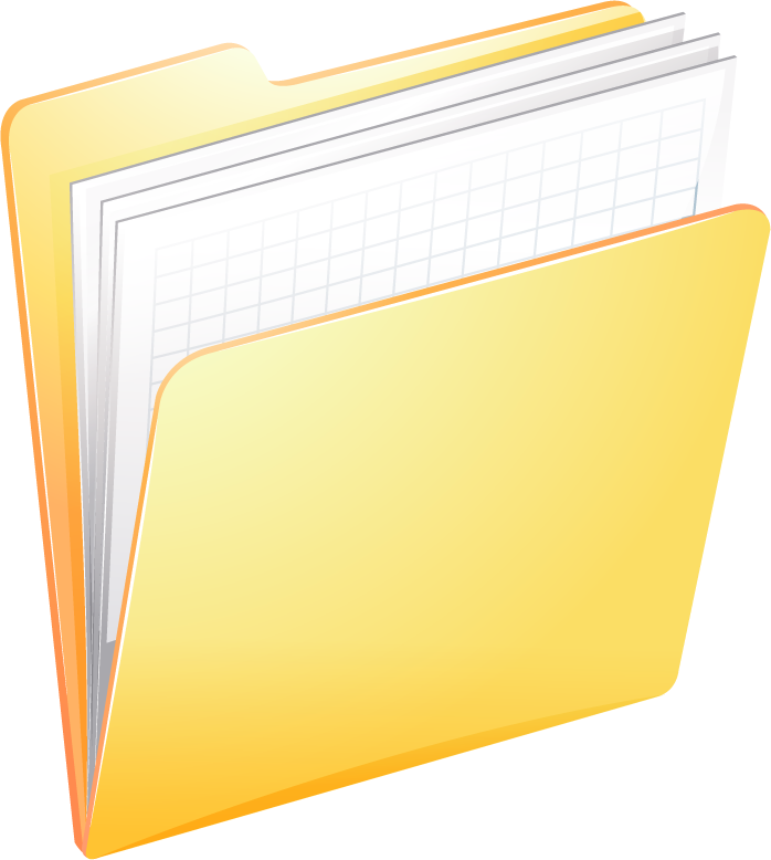 book object illustration showcasing a yellow folder with papers for organized storage