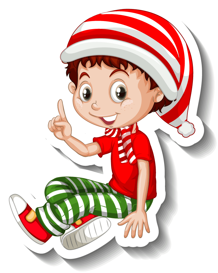 christmas objects and cartoon characters