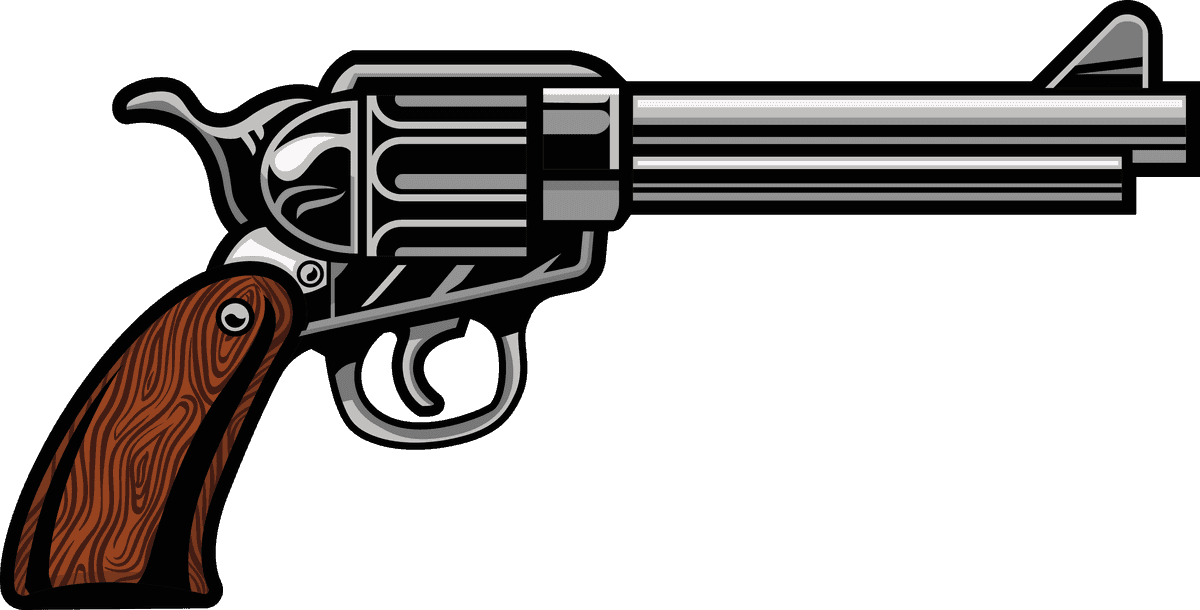 authentic cowboy objects vector featuring a classic revolver with wooden grip and metallic finish