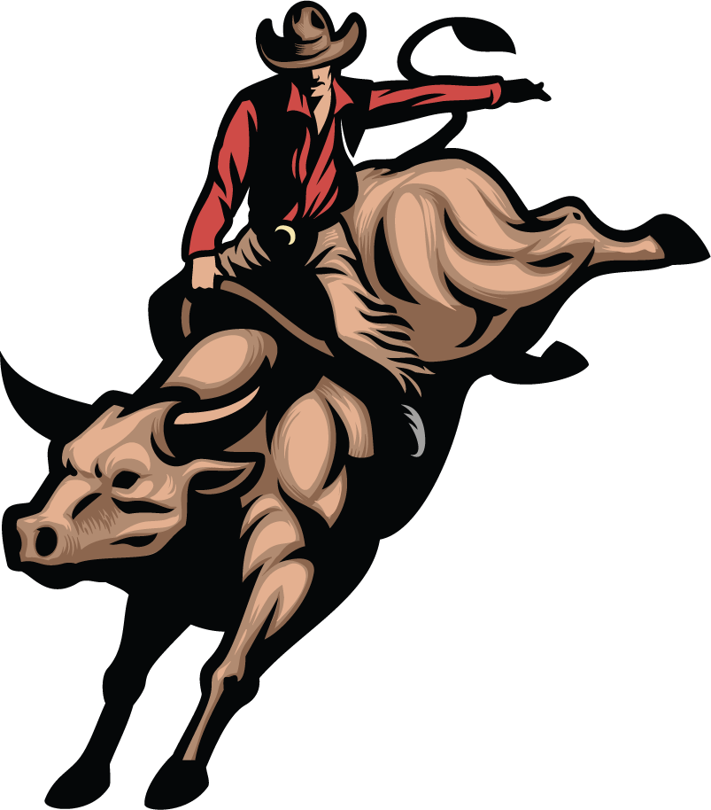 dynamic cowboy objects vector with a rider and bucking bull for western-themed projects
