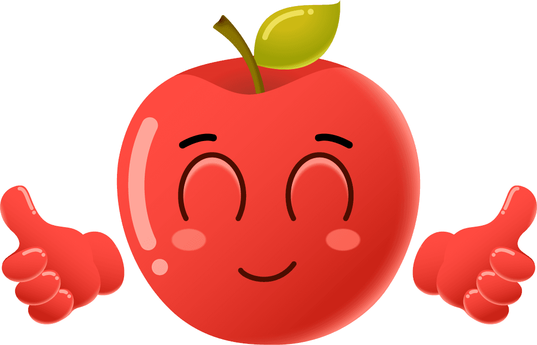 set of cute cartoon apple fruit character set